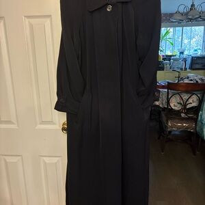 Elegant Dark Navy Blue Long Trench Coat by Gallery Woman